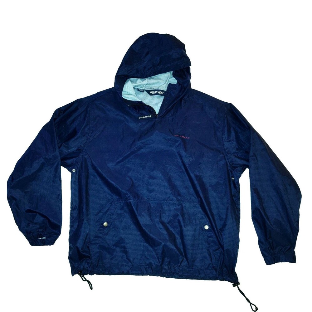 Polo Ralph Lauren Golf Pullover Hooded Rain Jacket Navy Blue - Mens Medium